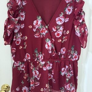 Floral Burgundy Women's Top